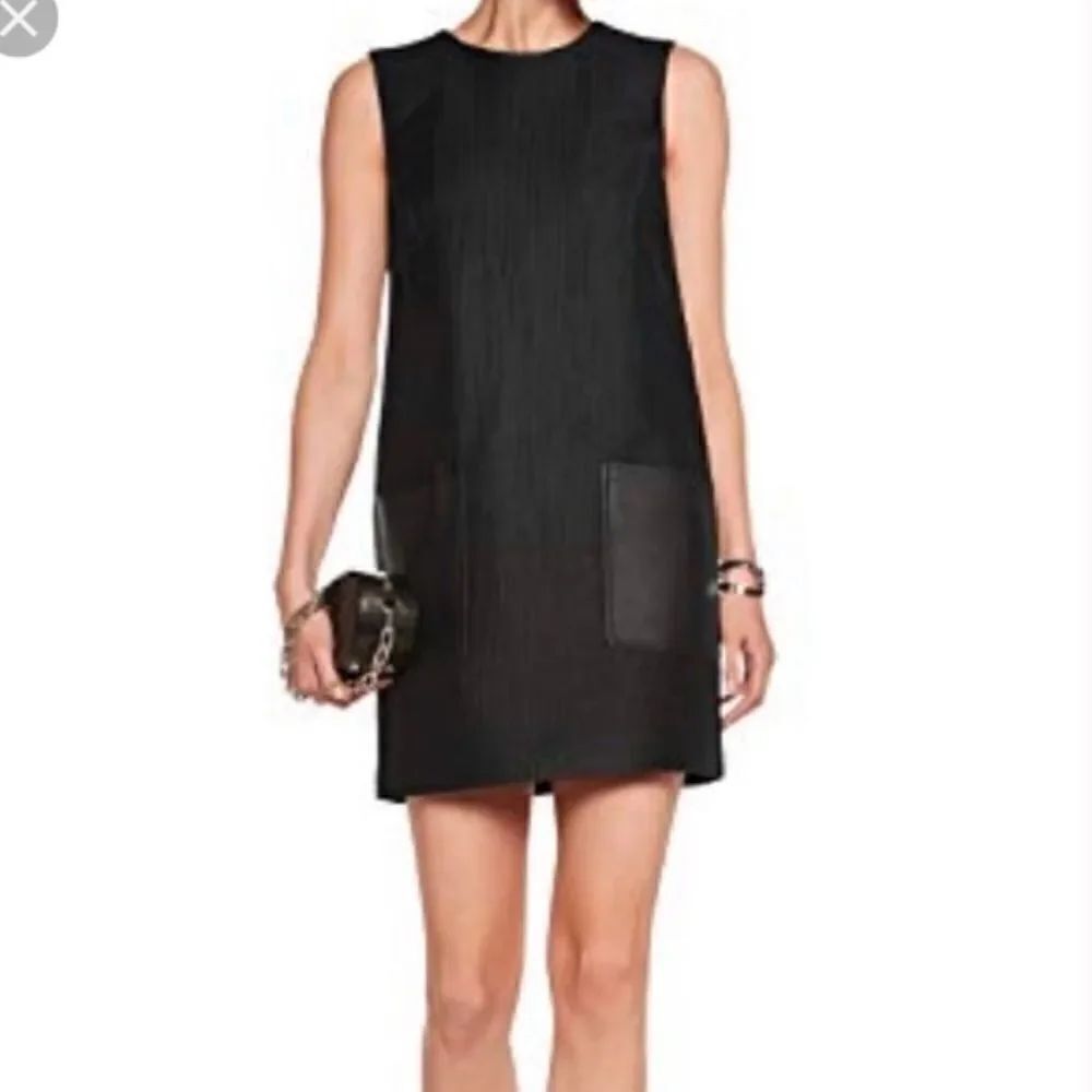 Rag & Bone Decoy Black Quilted Shift Dress Leather Trim